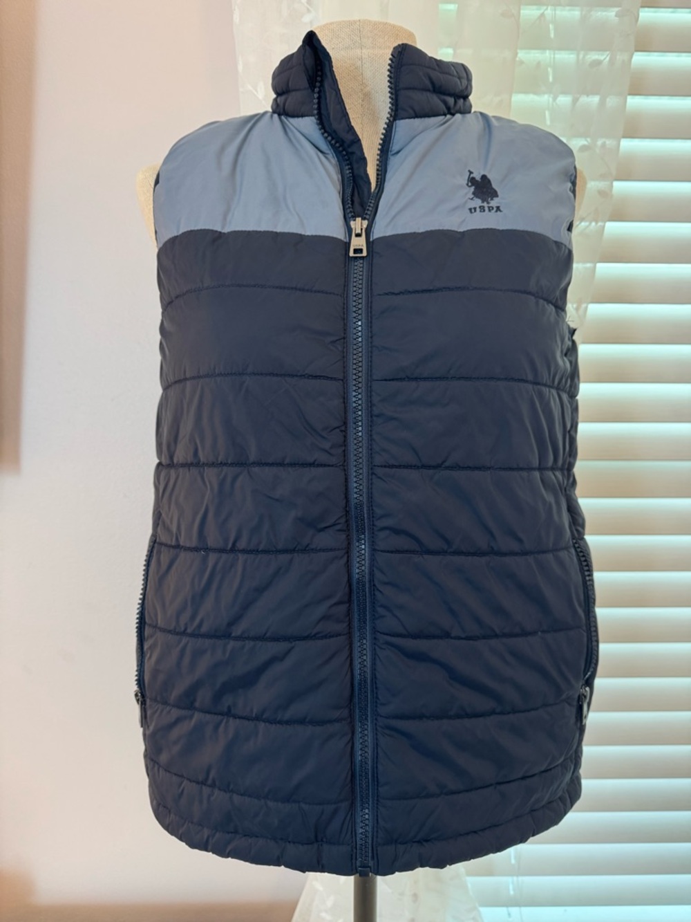 U.S. Polo Assn. Navy and Light Gray Quilted Puffer Vest